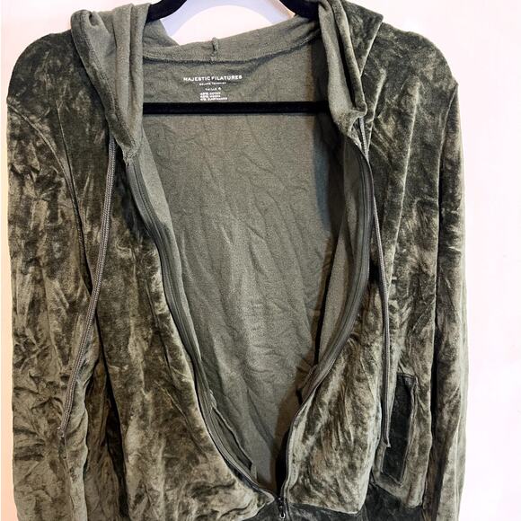 Majestic Filatures | Women's Velour Luxe Loungewear Set Olive Green Size 4 / L - Picture 5 of 14